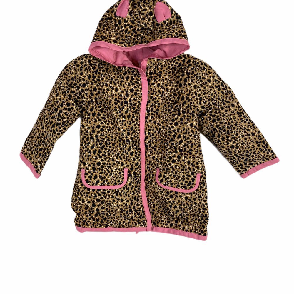 Gymboree Girls Jacket Size 4 Hooded Hook and Loop Closure Long Sleeve Brown Pink